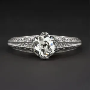 0.64c CERTIFIED OLD EUROPEAN CUT DIAMOND ENGAGEMENT RING VINTAGE STYLE SOLITAIRE