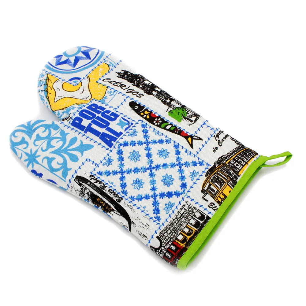 100% Cotton Porto City Themed Oven Mitts Set of 2 - Various Colors