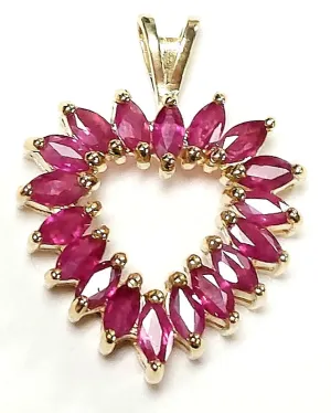 10KY Heart-shaped Ruby Pendant