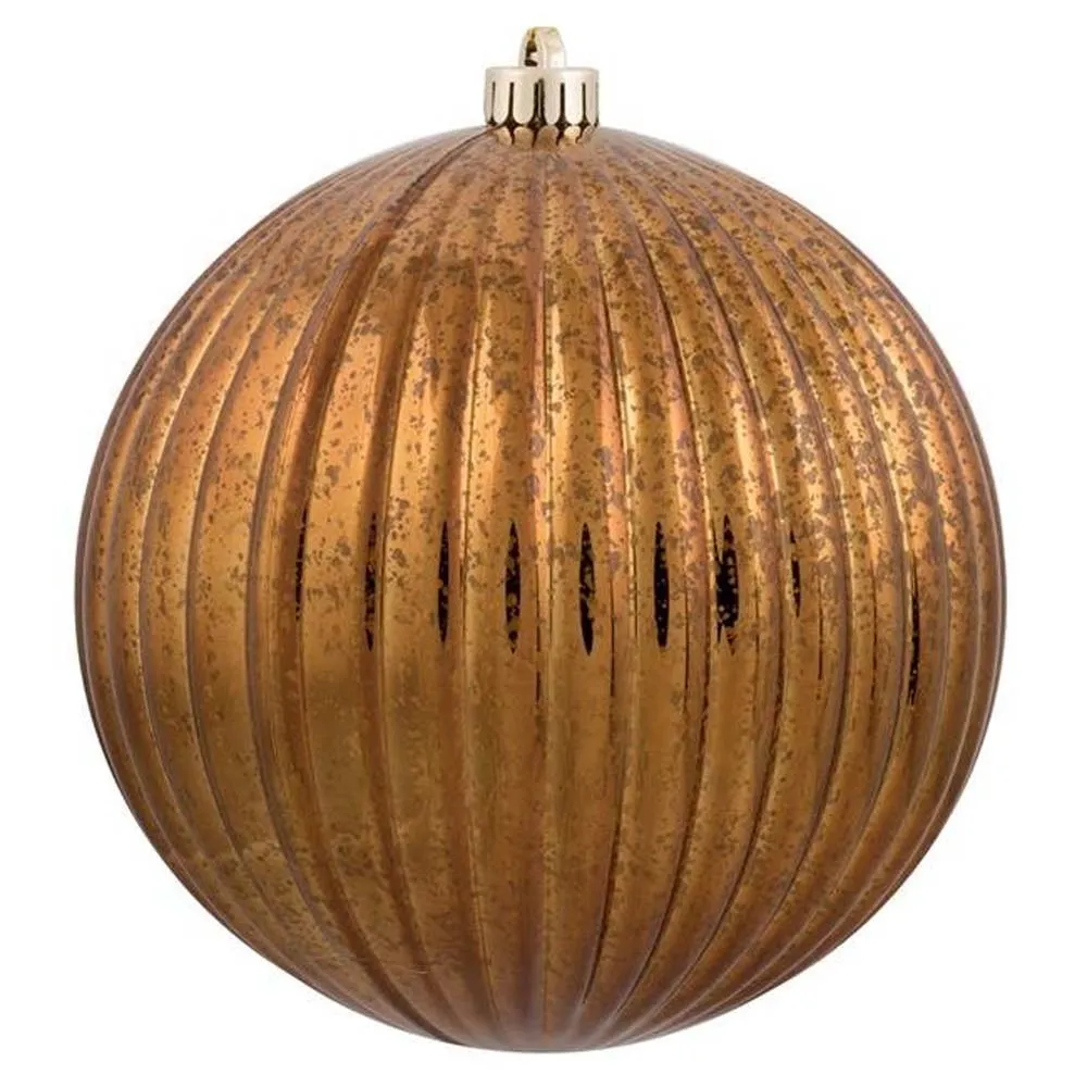 10" Copper Mercury Pumpkin Ball Shatterproof Christmas Ornament