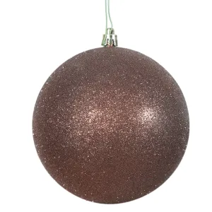 12PK - 3" Mocha Glitter Shatterproof Christmas Ball Ornament