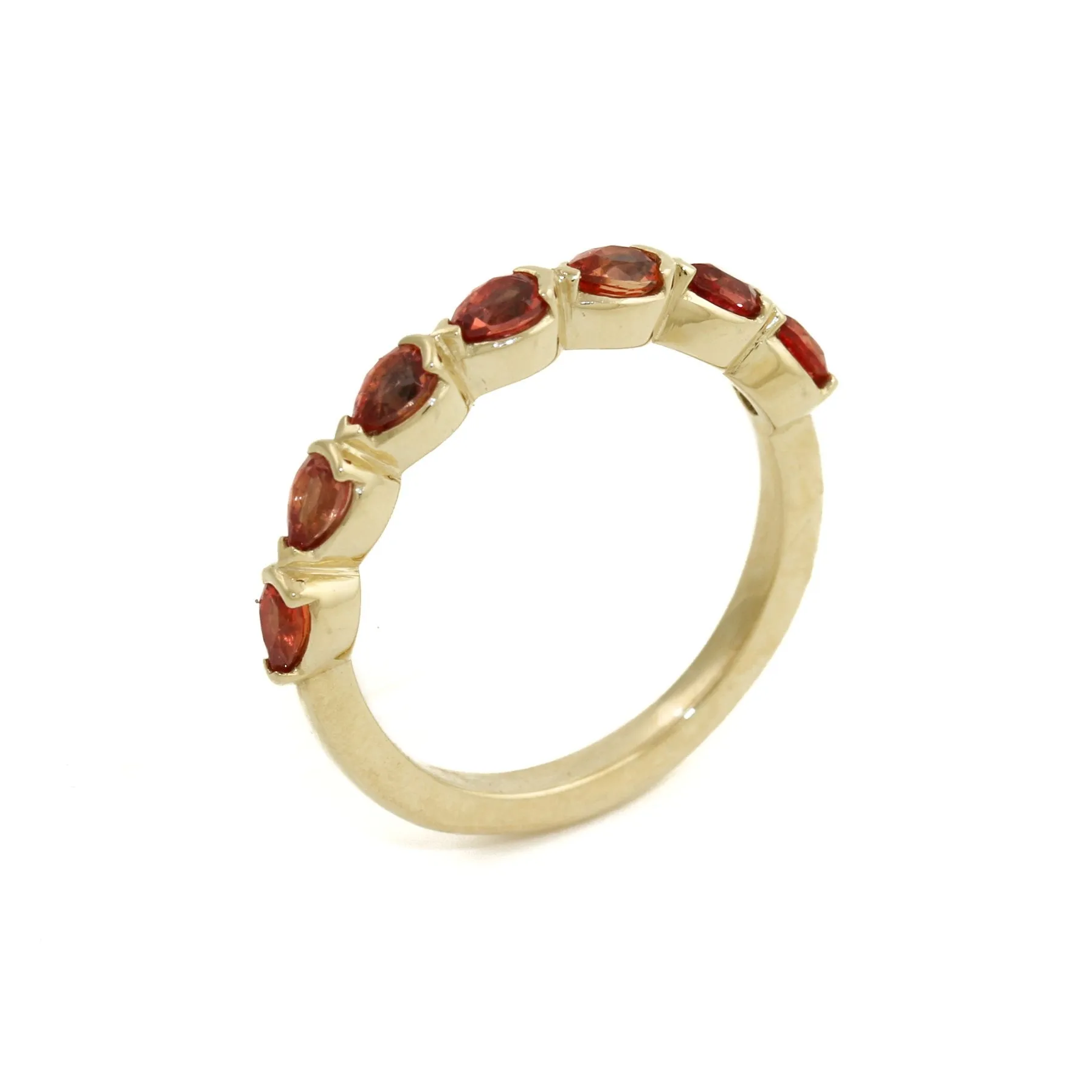 14K Gold Pear-Cut Padparadscha Sapphire Band