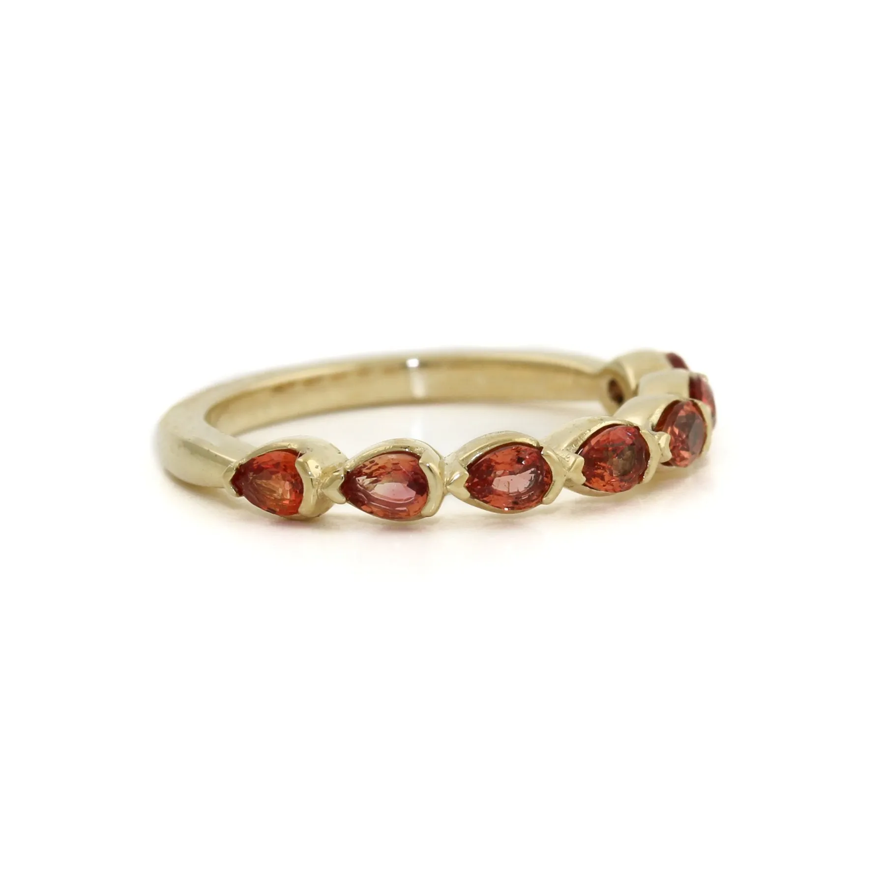 14K Gold Pear-Cut Padparadscha Sapphire Band