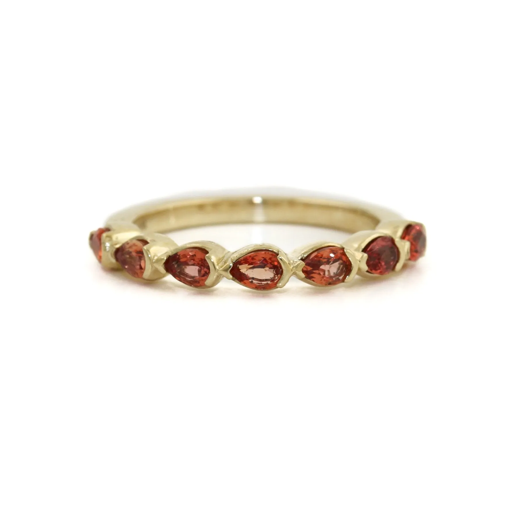 14K Gold Pear-Cut Padparadscha Sapphire Band