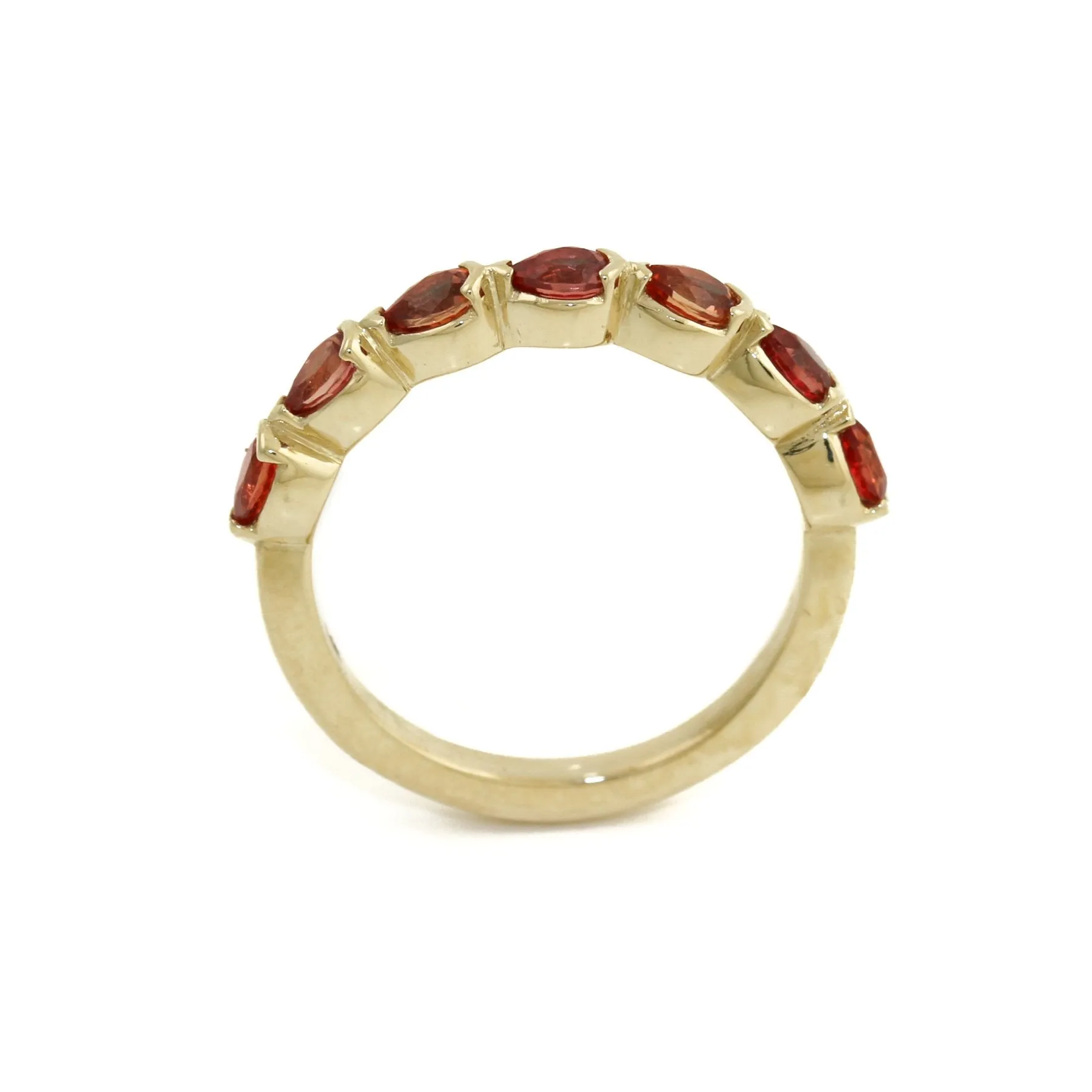 14K Gold Pear-Cut Padparadscha Sapphire Band