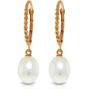 14K Solid Rose Gold Leverback Earrings w/ Briolette Pearls