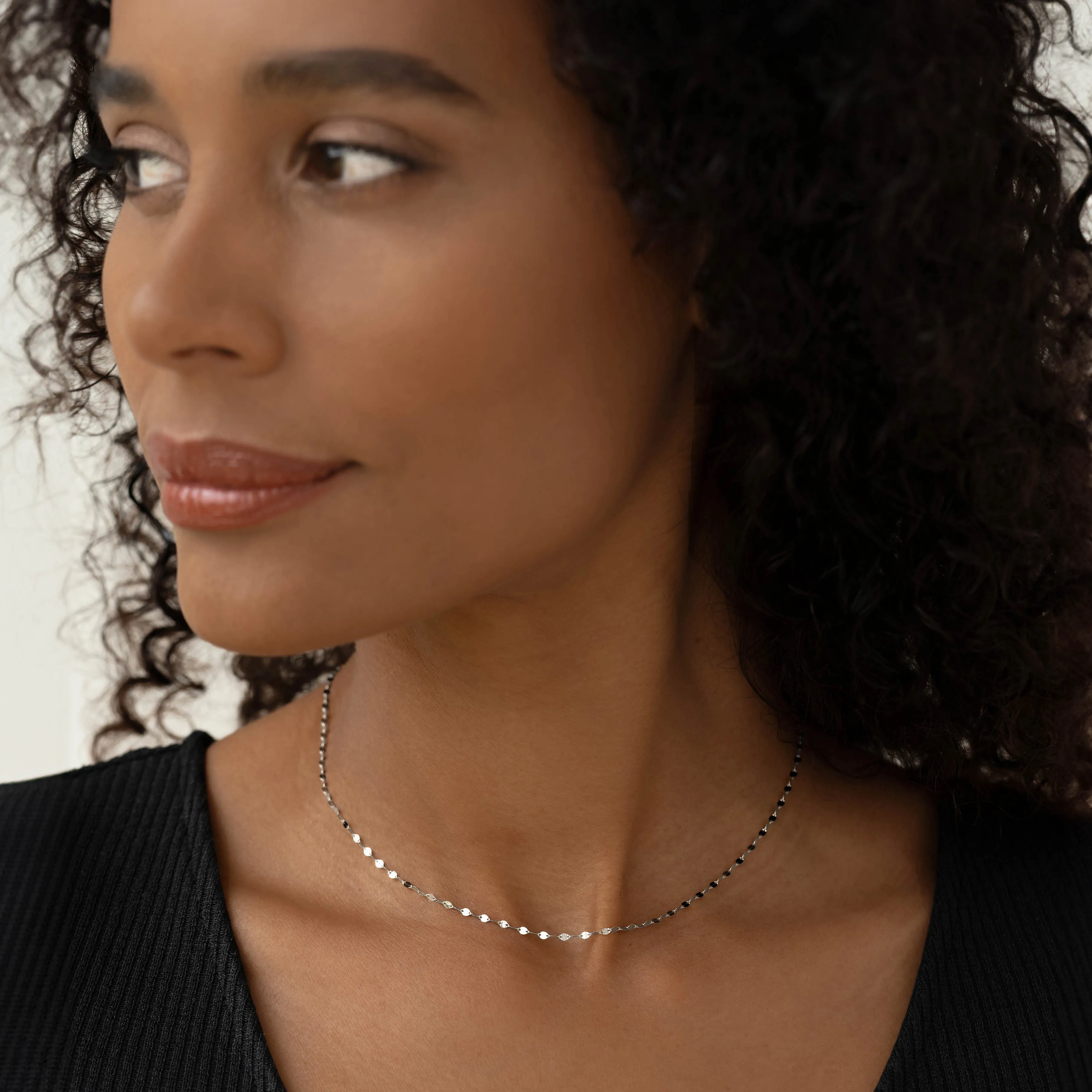 14k White Gold Petal Chain Necklace - Fleur