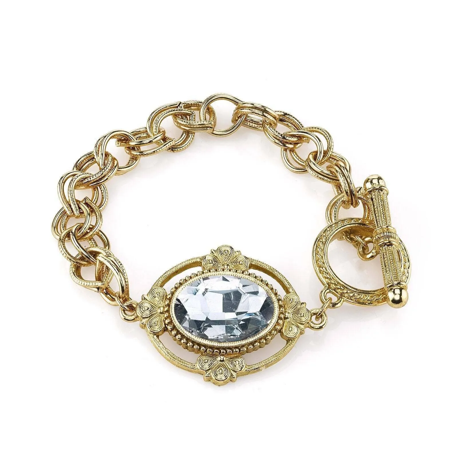 1928 Jewelry Oval Austrian Crystal Toggle Bracelet