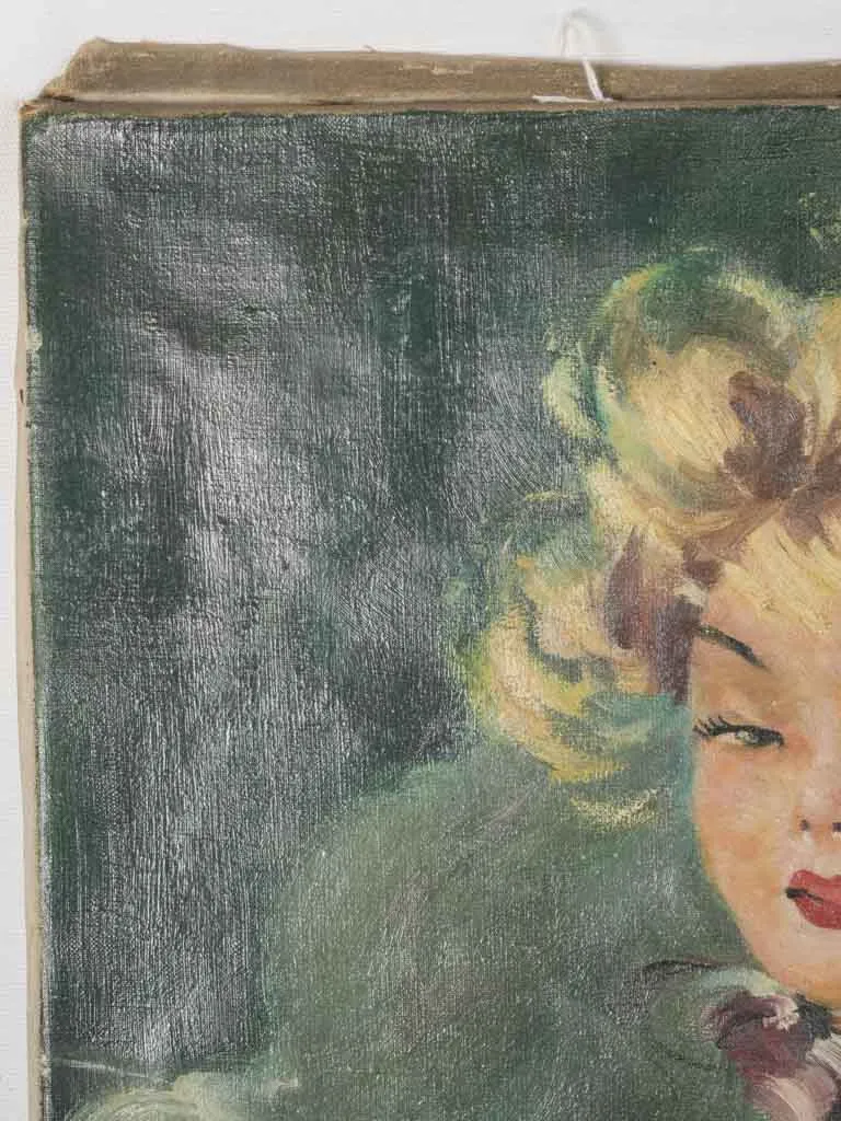 20th-Century Oil on Canvas Portrait of a Lady after JG Domergue -25½"