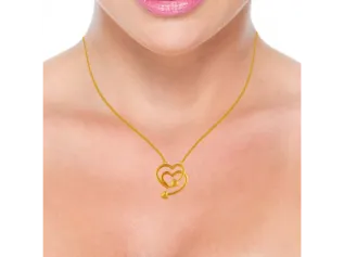 22k Interloped Heart Shaped Gold Chain Pendant