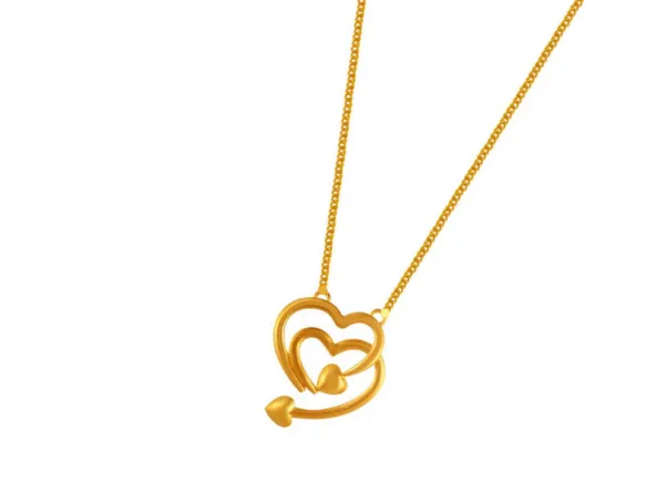 22k Interloped Heart Shaped Gold Chain Pendant