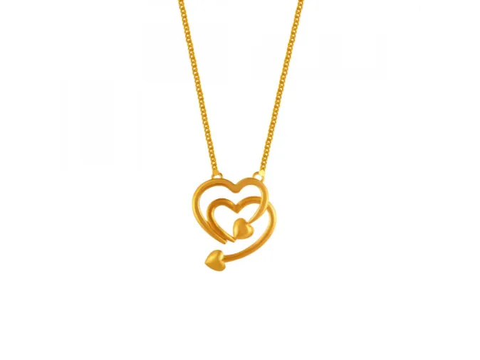 22k Interloped Heart Shaped Gold Chain Pendant