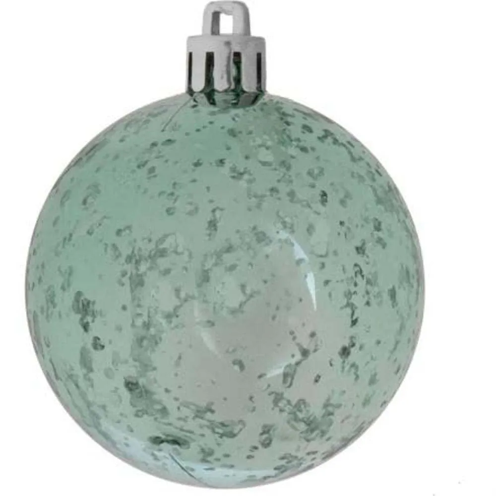 4PK - 6" Seafoam Shiny Mercury Shatterproof Ball Christmas Ornaments