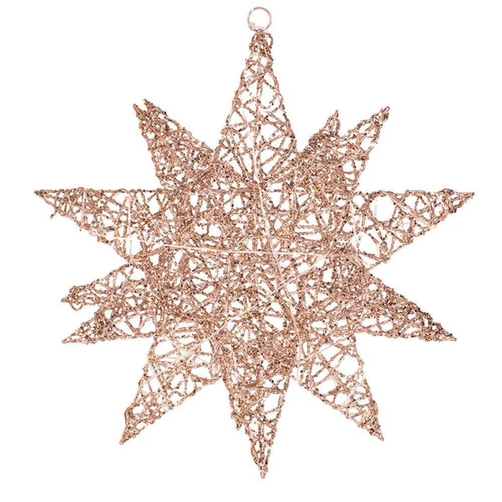 50cm Champagne Wire Glitter Celestial Star with LED Lights Tree Ornament