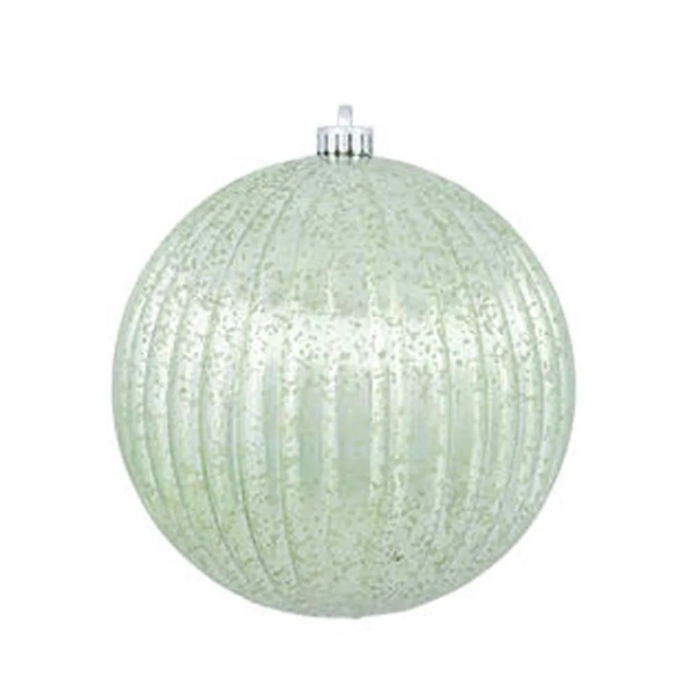 6PK - 4" Celadon Mercury Pumpkin Ball Shatterproof Christmas Ornaments