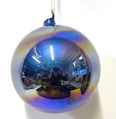 7" Blue Pearl Bubblegum Glass Ornament