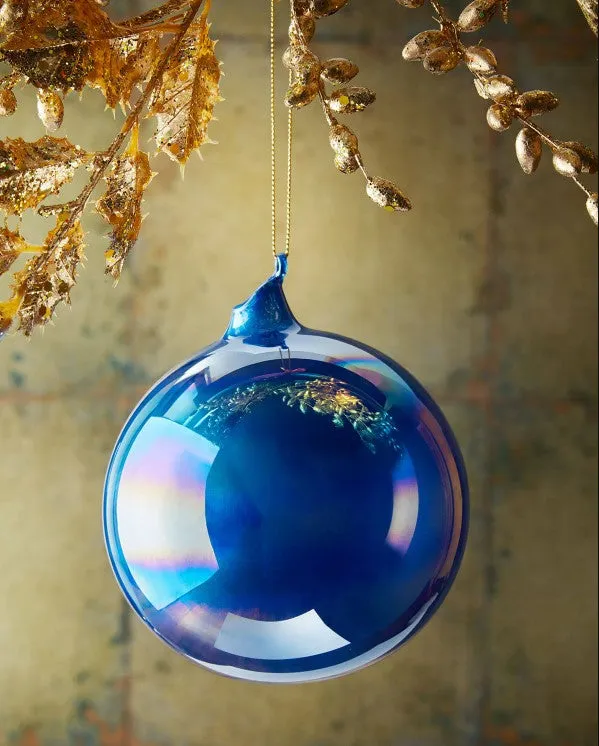 7" Blue Pearl Bubblegum Glass Ornament