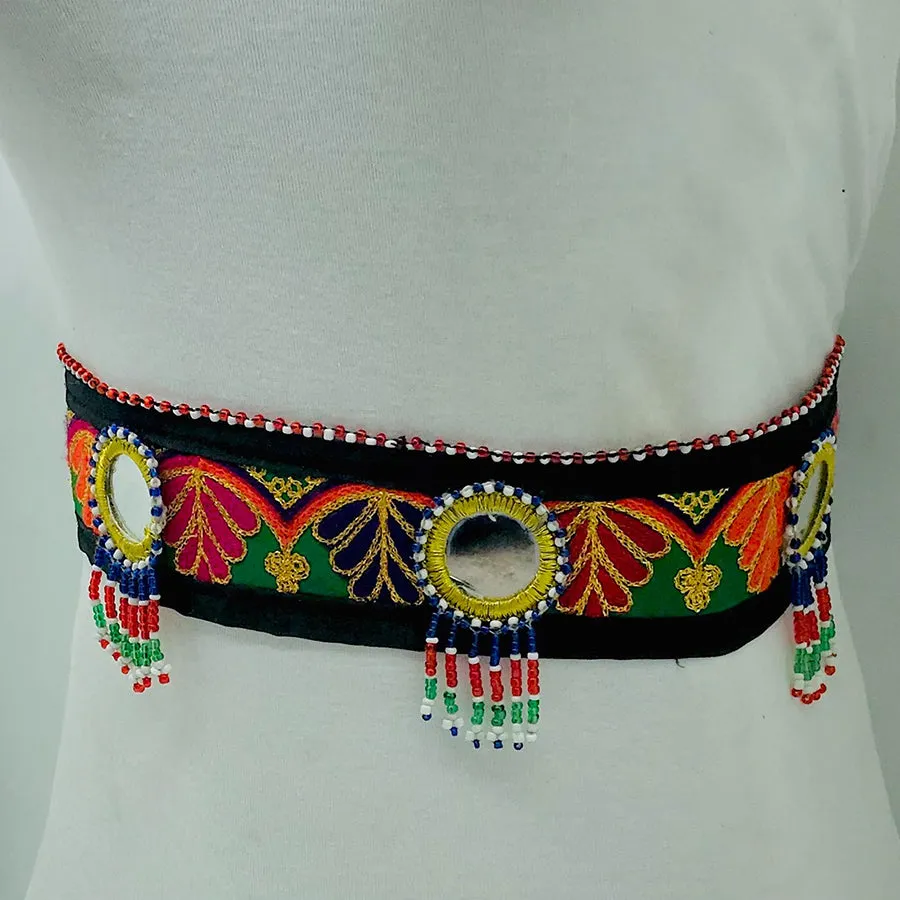 Afghan Handmade Embroidered Work Belt, Mirrors Beads