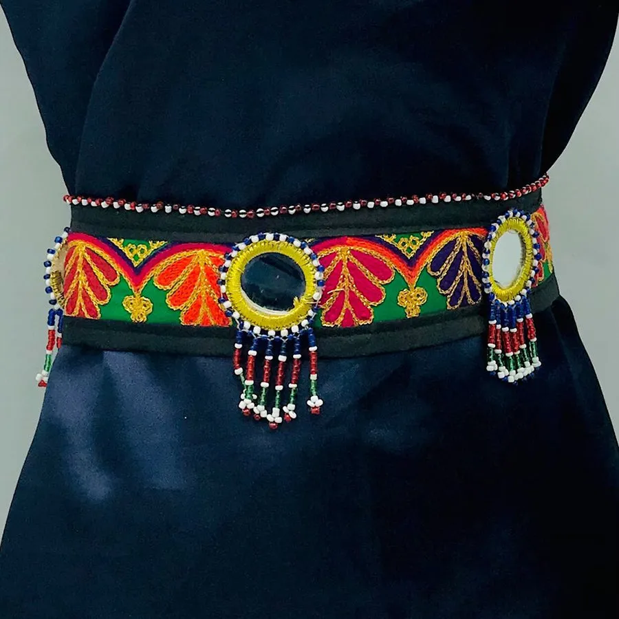 Afghan Handmade Embroidered Work Belt, Mirrors Beads