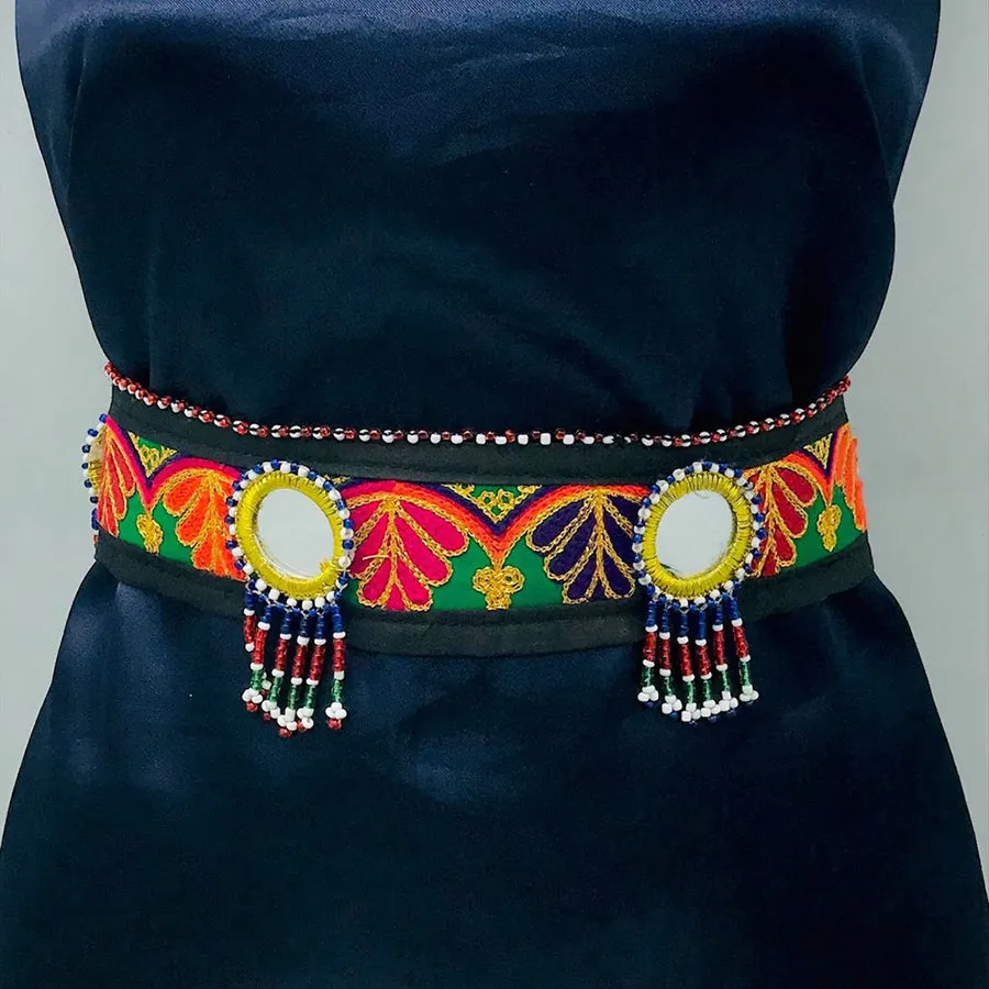 Afghan Handmade Embroidered Work Belt, Mirrors Beads