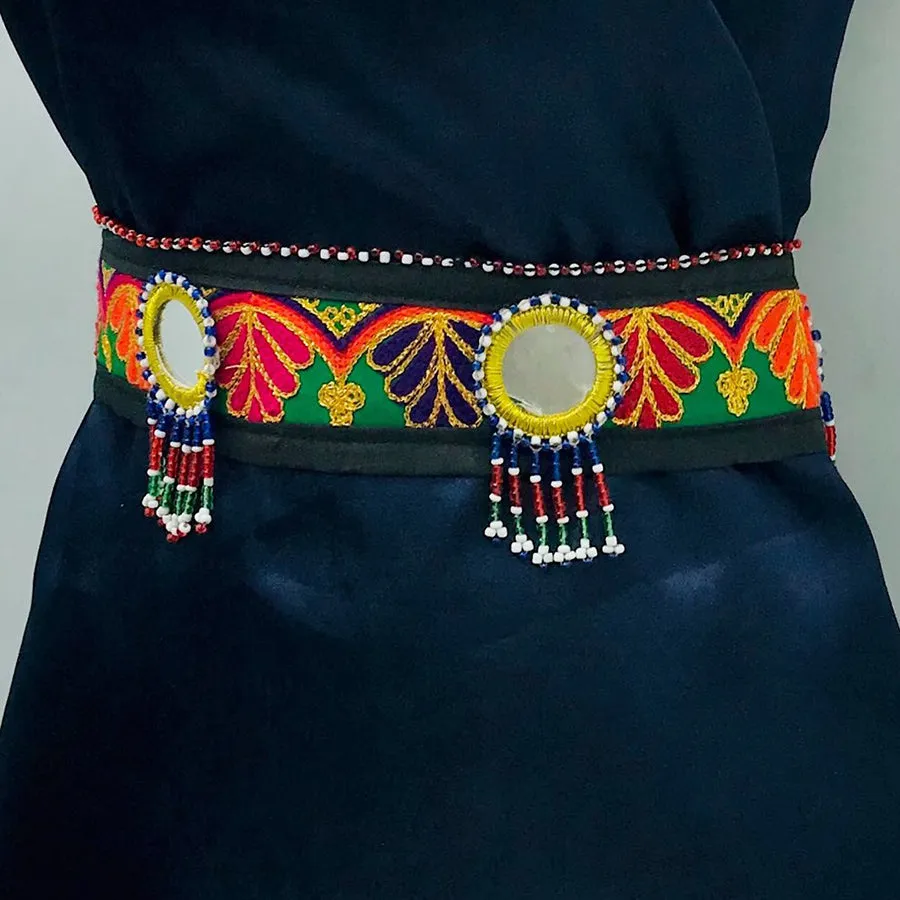 Afghan Handmade Embroidered Work Belt, Mirrors Beads