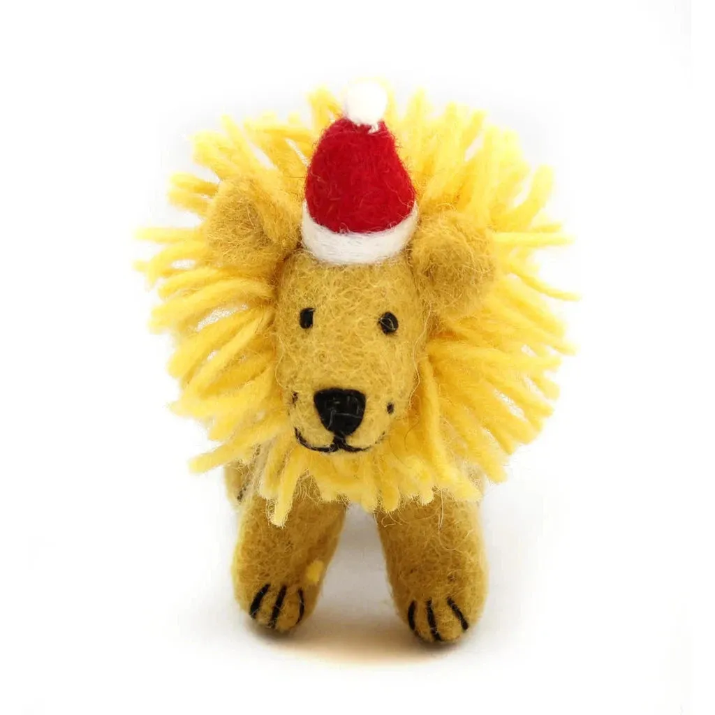 Amica - Safari lion in Christmas hat - felt decoration