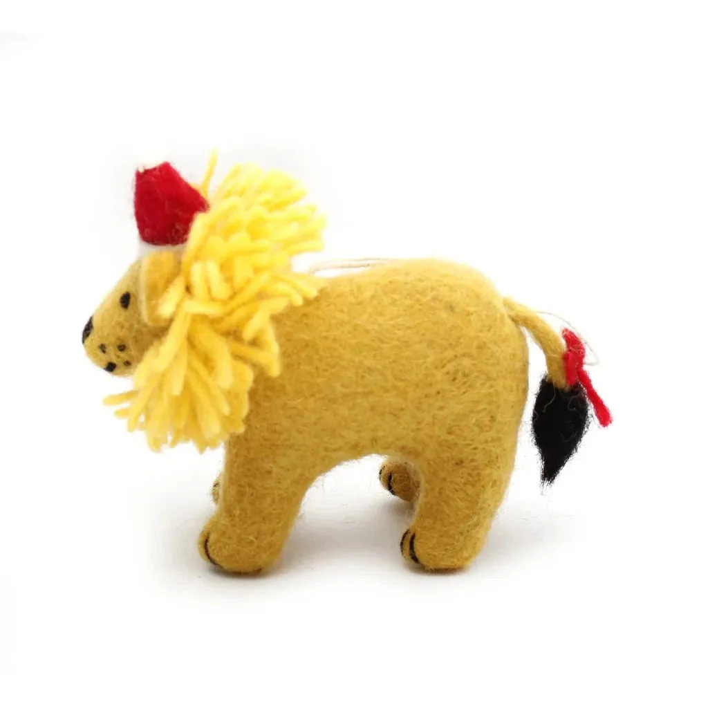 Amica - Safari lion in Christmas hat - felt decoration