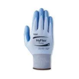 Ansell Size 6 HyFlex 18 Gauge Cut Resistant Blue Polyurethane Palm Coated Work Gloves With White Dyneema, Diamond Technology Fiber, Nylon And Spandex Liner And Knit Wrist