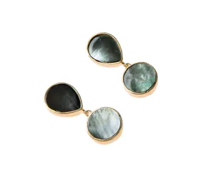 Anya Earrings (Teardrop & Round Slate Mother-Of-Pearl)