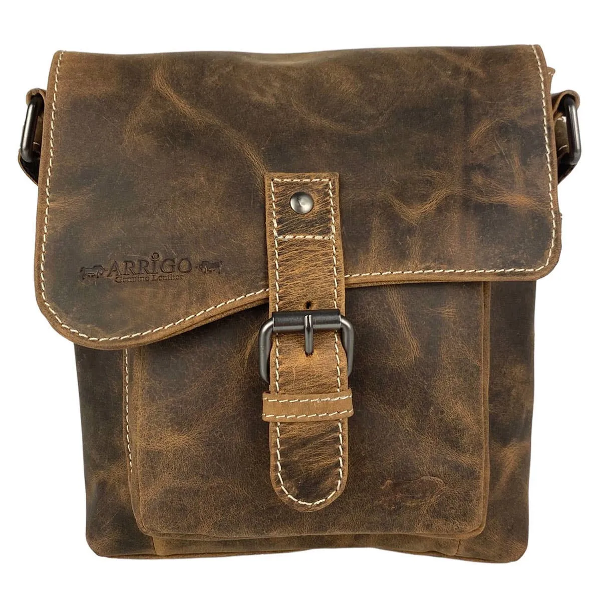 Arrigo Shoulder Bag with Flap Buffalo Leather - Cognac