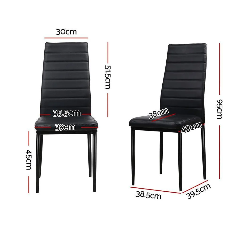 Artiss Set of 4 Dining Chairs PVC Leather - Black