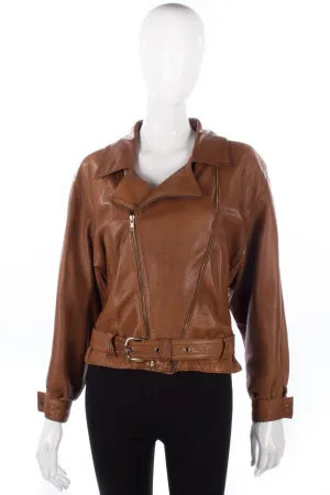 Arturo Biker Jacket Super Soft Brown Biker Style Leather Size 12/M