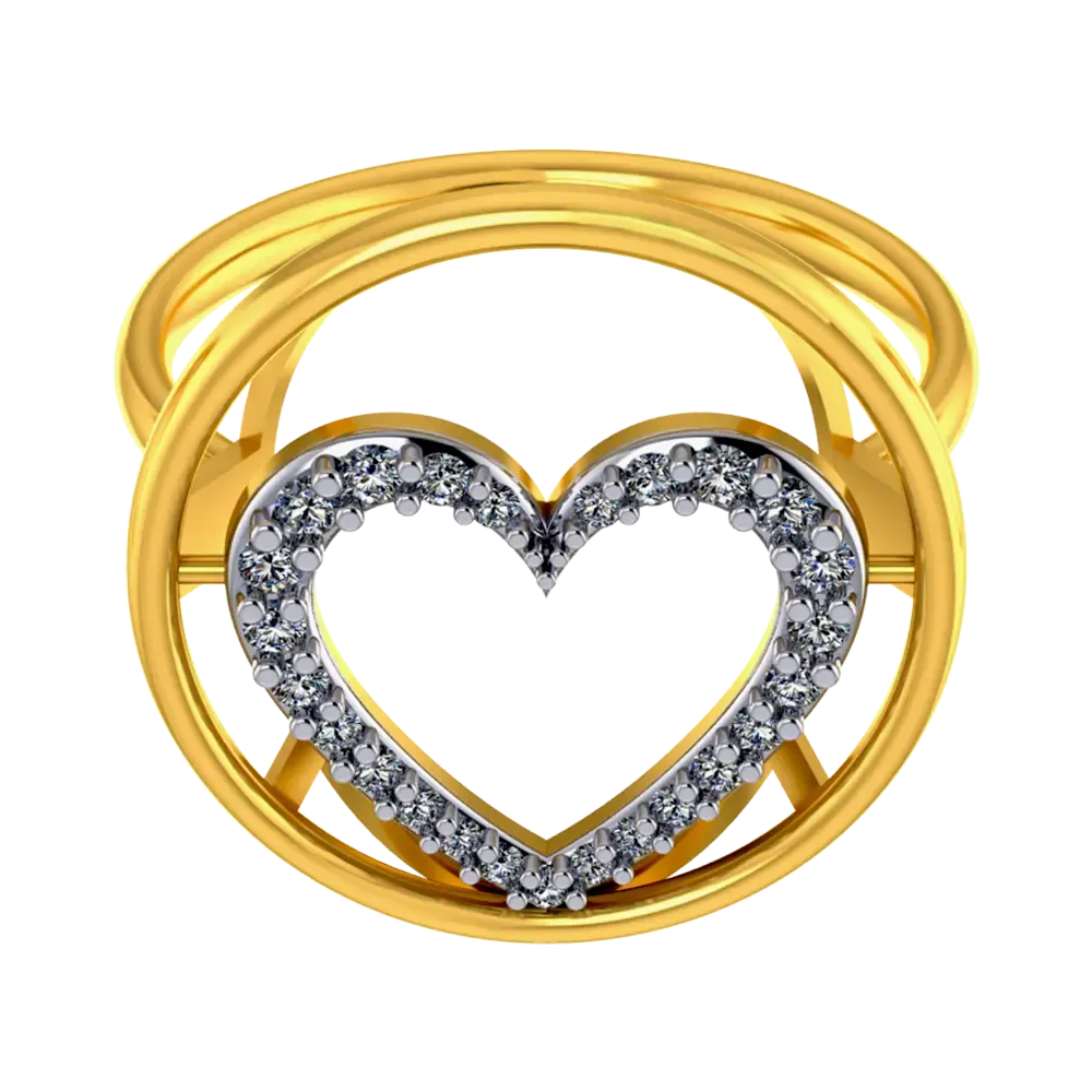 Beautiful 14k Gold Ring With Circular Design With A Heart Shape Detailing