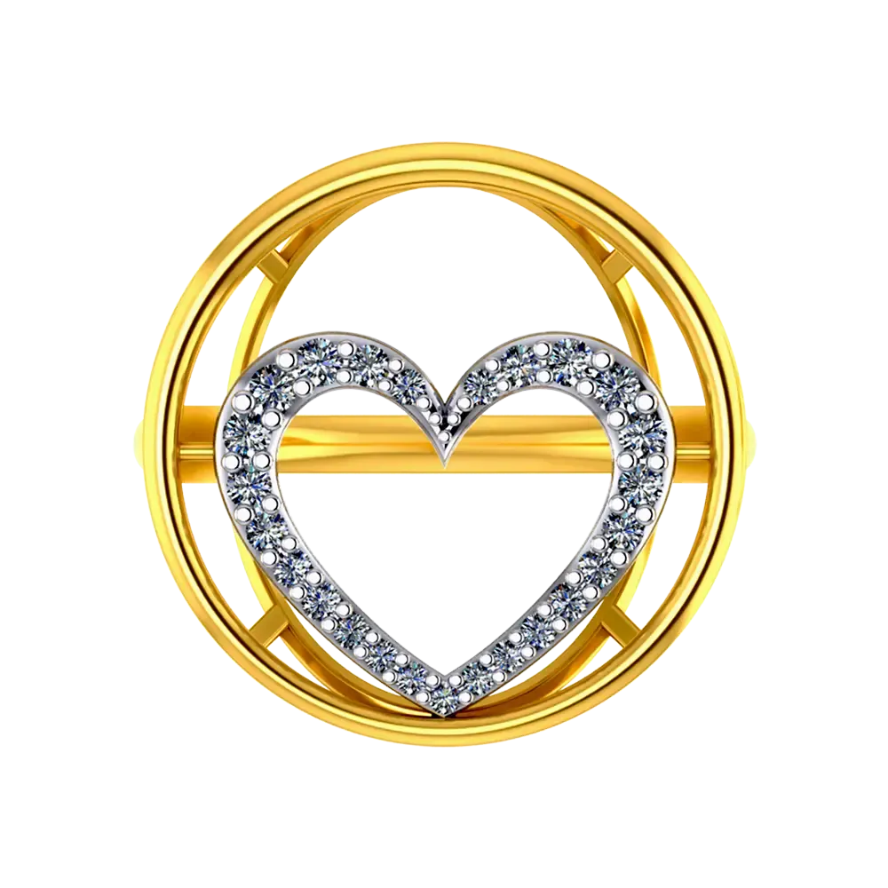 Beautiful 14k Gold Ring With Circular Design With A Heart Shape Detailing