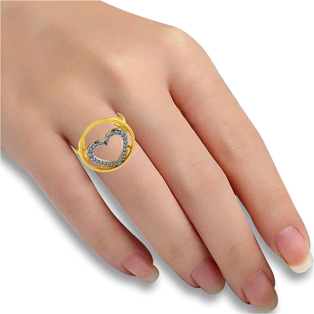 Beautiful 14k Gold Ring With Circular Design With A Heart Shape Detailing