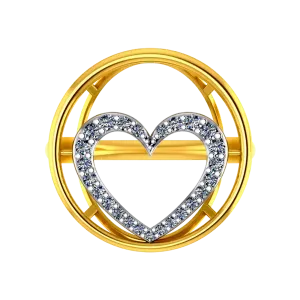 Beautiful 14k Gold Ring With Circular Design With A Heart Shape Detailing