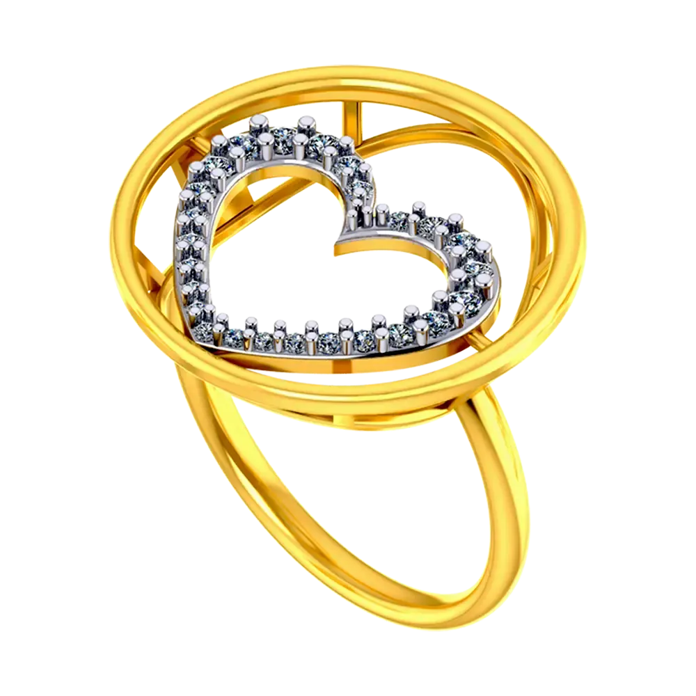 Beautiful 14k Gold Ring With Circular Design With A Heart Shape Detailing