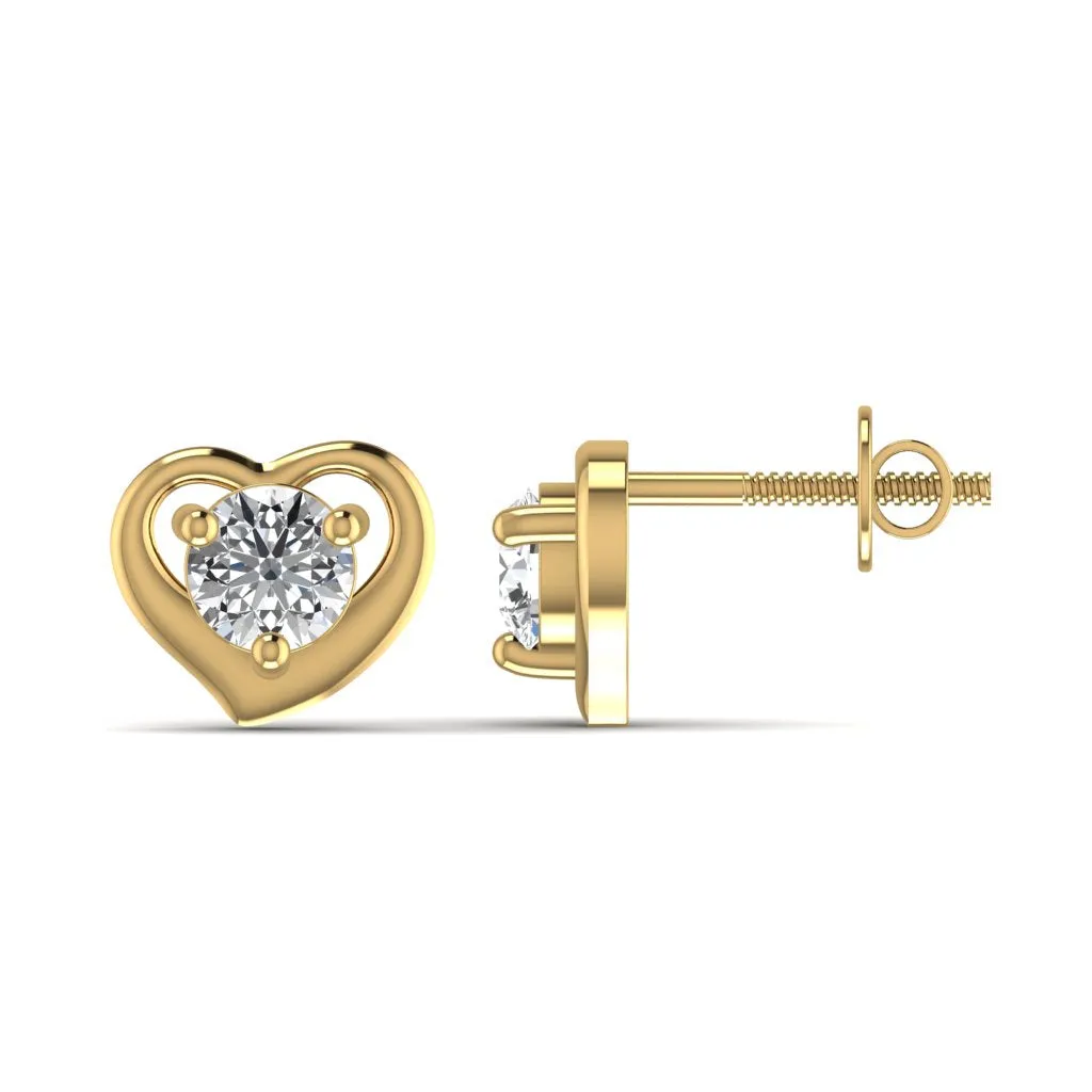 Beautiful Heart Design Diamond Stud Earring