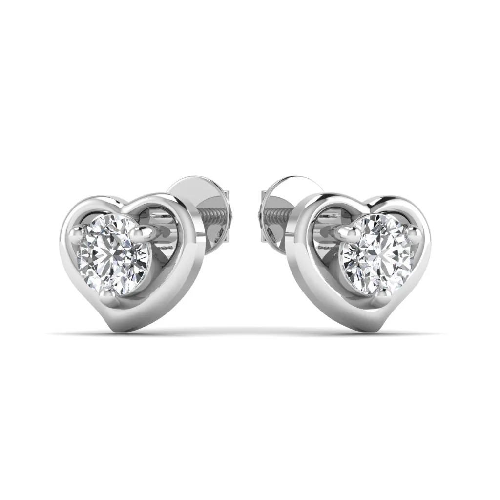 Beautiful Heart Design Diamond Stud Earring