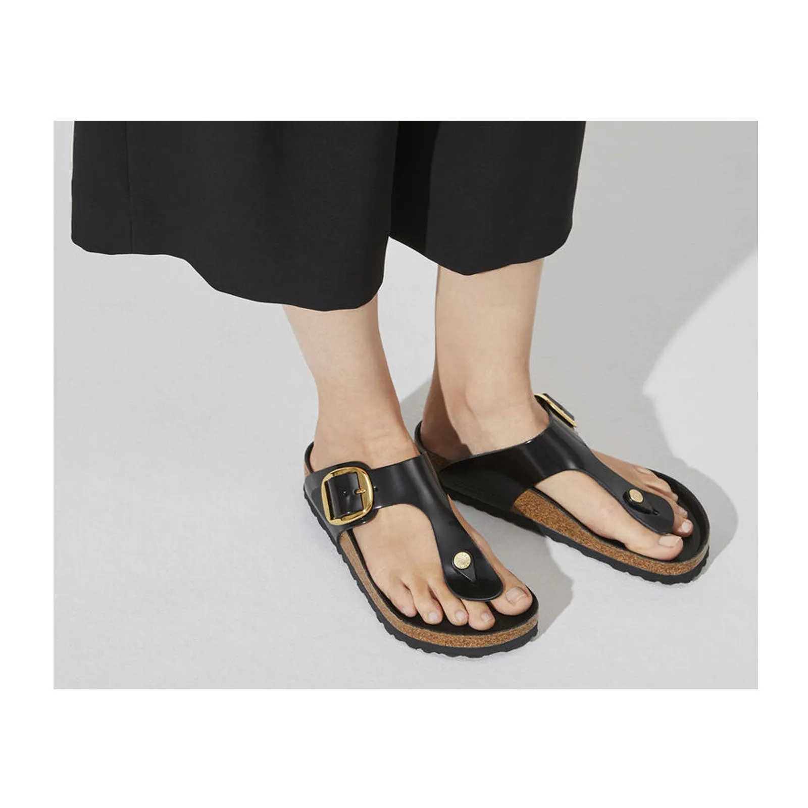 Birkenstock Gizeh Big Buckle Sandal (Women) - High Shine Black Leather