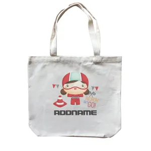 Birthday Cars Race Racer Girl Ready Set Go Addname Canvas Bag