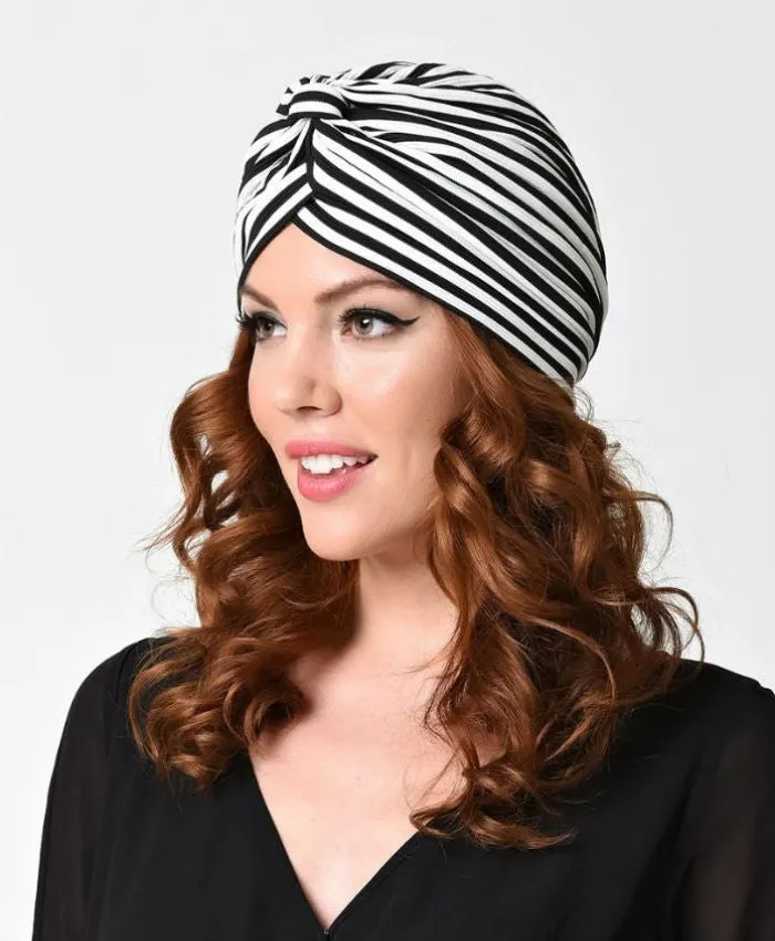 Black & White Striped Turban