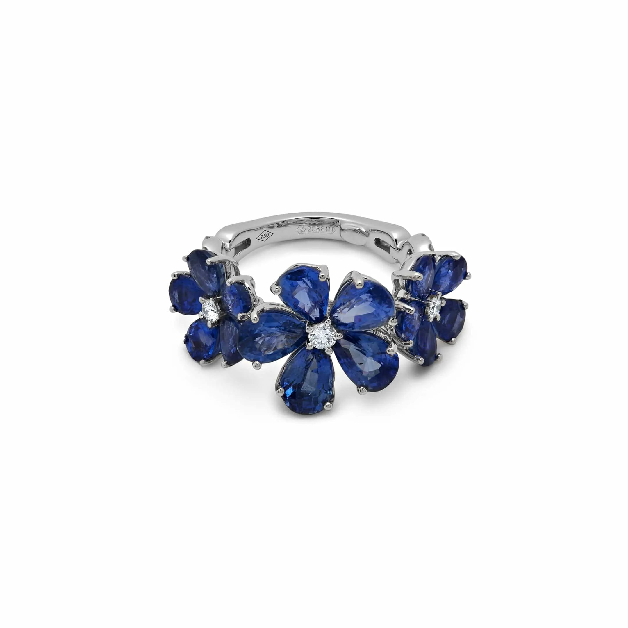 Blue Sapphire Flower Ring