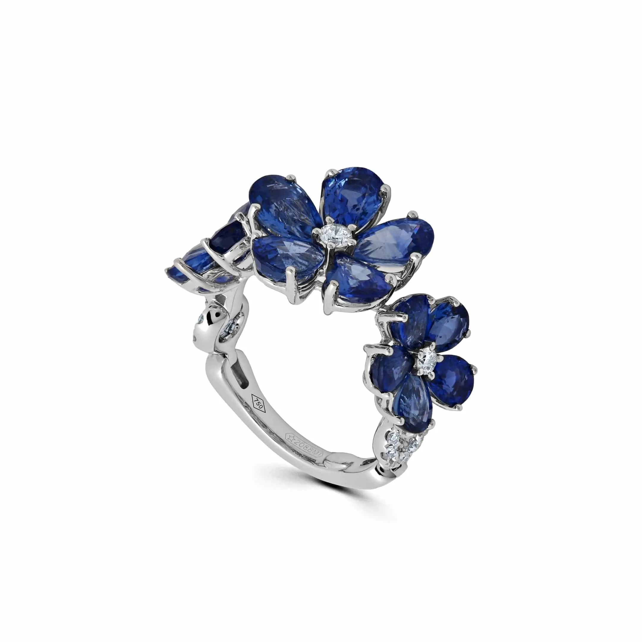 Blue Sapphire Flower Ring