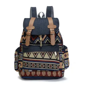 Bohemian Aztec-Inspired Canvas Backpack