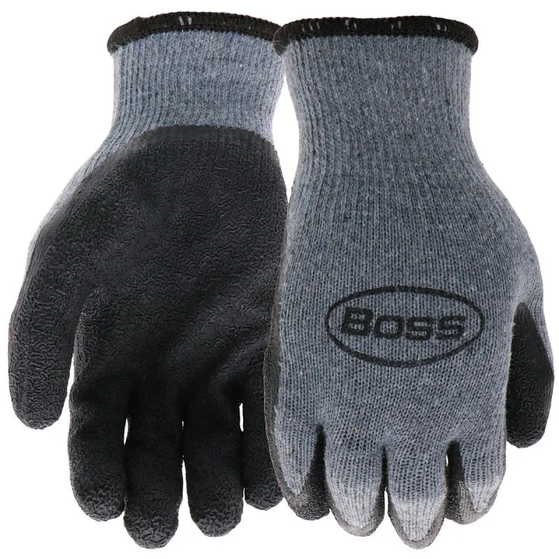 Boss Grip Series B32041-M Coated Gloves, M, Slip-On Cuff, Latex Coating, Polyester, Gray :PR: QUANTITY: 1