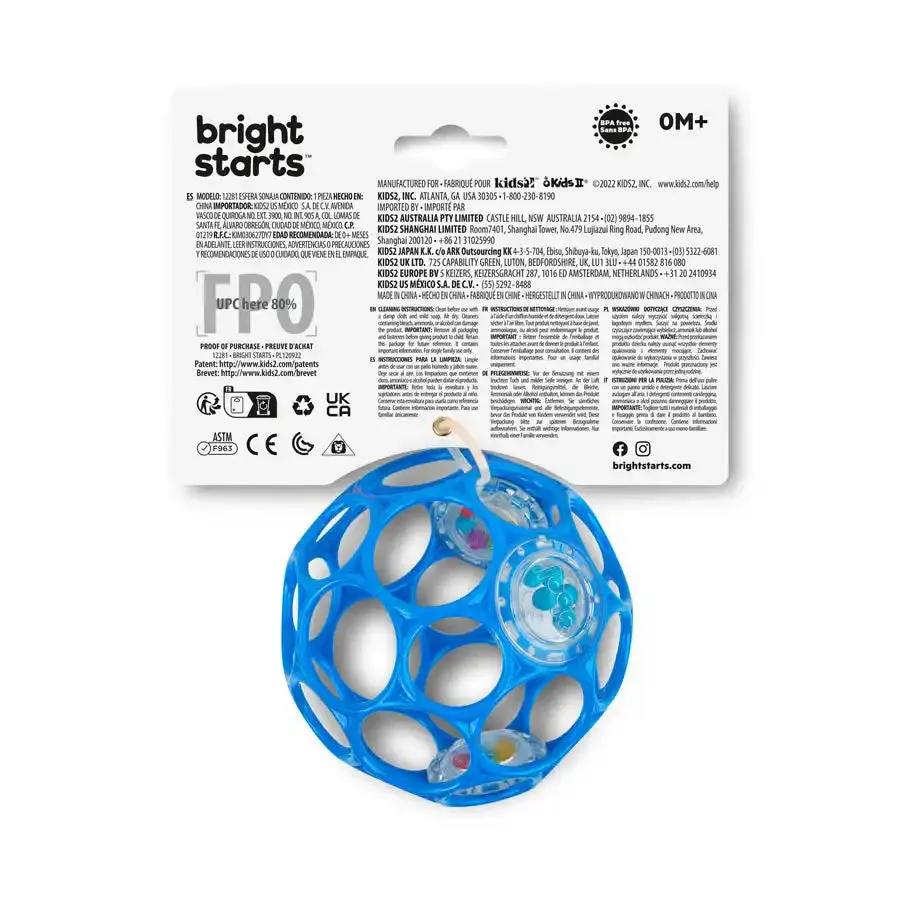 Bright Starts Oball Rattle Easy-Grasp Toy (Blue)