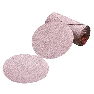 Carborundum Premier Red Aluminum Oxide Dri-Lube Paper Discs, 5 in Dia., P240 Grit, Roll, 05539515286