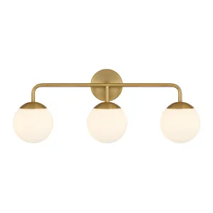 Castell 3 Globe LED Vanity, Aged Brass