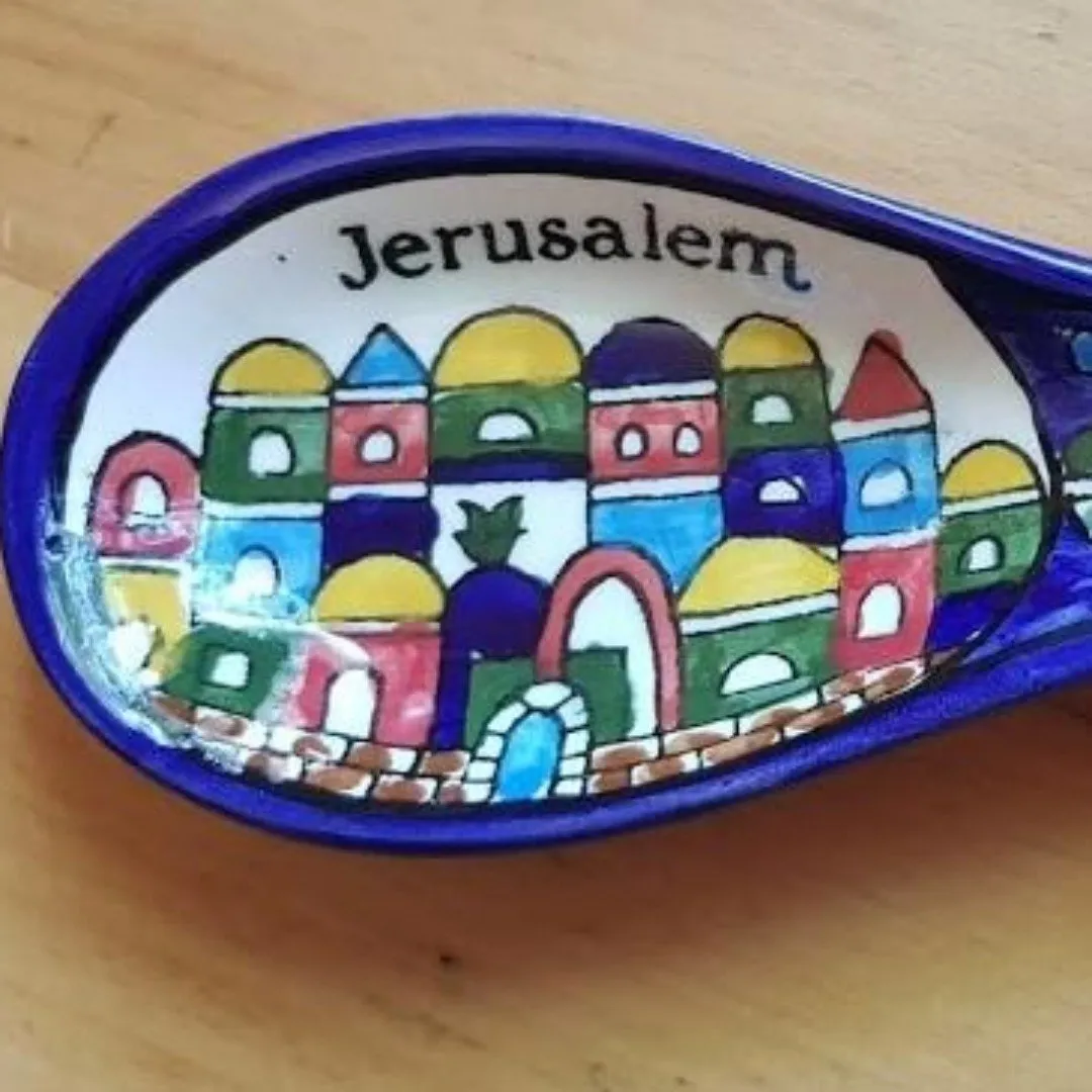 Ceramic handcrafted Holy Land ceramic spoon